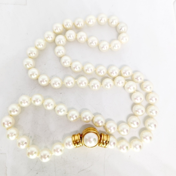 Signed Christian DIOR ECHT PRYM 24" Faux Pearl Necklace Swarovski Clasp Pave - Picture 3 of 9